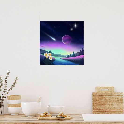 Dreamy Cosmic Landscape ポスター (キッチン)