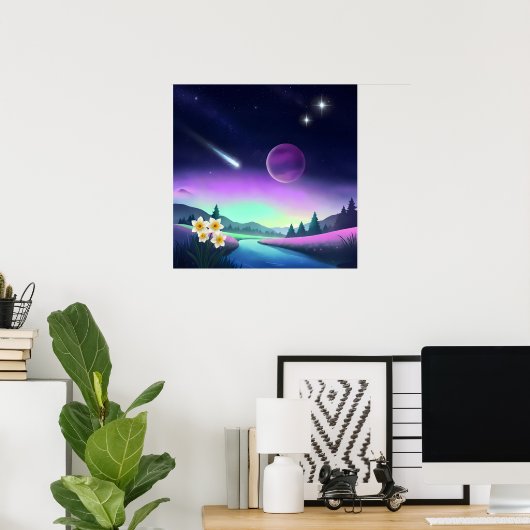 Dreamy Cosmic Landscape  ポスター (ホームオフィス)