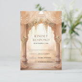 Dreamy Cream Floral Indian Mandap Hindu Wedding 出欠カード (スタンド正面)