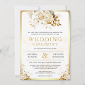 Dreamy Cream Floral Indian Mandap Hindu Wedding 招待状 (正面)