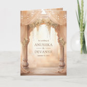 Dreamy Cream Floral Indian Mandap Hindu Wedding 招待状 (正面)
