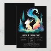 Dreamy Cute Wolf Birthday 招待状 (正面/裏面)