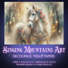 Dreamy Decorated Fairytale Horse Decoupage 薄葉紙