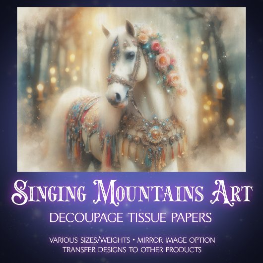 Dreamy Decorated Fairytale Horse Decoupage 薄葉紙