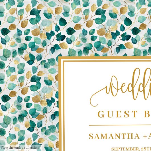 Dreamy Deep Green And Gold Wedding Guest Book ゲストブック