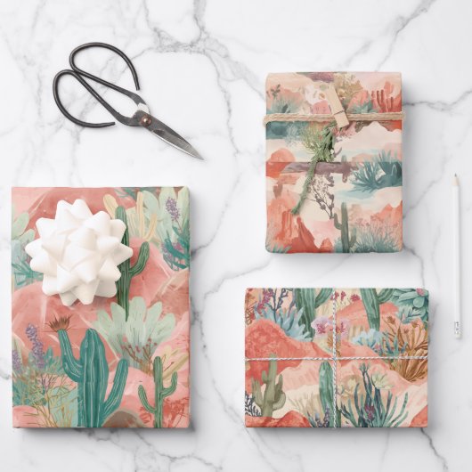 Dreamy Desert Bloom Abstract Collage ラッピングペーパーシート (正面)