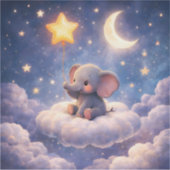 Dreamy elephant and midnight stars large glossy ac シール (正面)