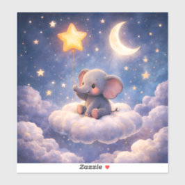 Dreamy elephant and midnight stars large glossy ac シール