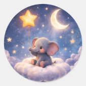Dreamy elephant and midnight stars large round env ラウンドシール (正面)