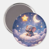 Dreamy elephant and midnight stars round large mag マグネット (正面/裏面)