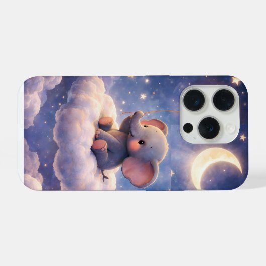 Dreamy elephant and moon iPhone 15 Pro Slim iPhoneケース (裏面横)