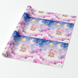 Dreamy elephant and stars giant wrapping roll ラッピングペーパー