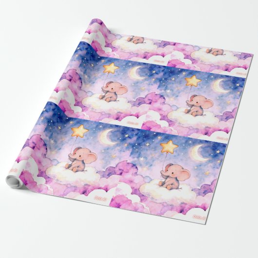 Dreamy elephant and stars giant wrapping roll ラッピングペーパー (アンロールド)