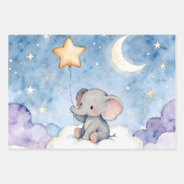 Dreamy elephant and stars luxury wrapping paper ラッピングペーパーシート