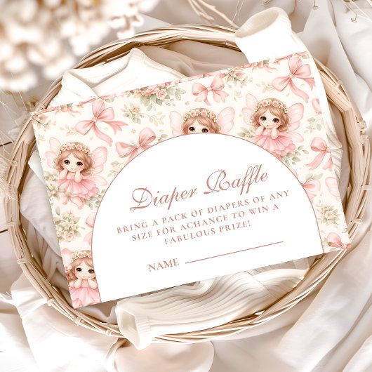 Dreamy Fairy Garden Baby Shower Diapper Raffle エンクロージャーカード
