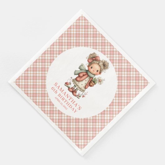 Dreamy Fairy Pink Floral 3rd Birthday Party Napkin (コーナー)