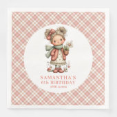 Dreamy Fairy Pink Floral 3rd Birthday Party Napkin (正面)