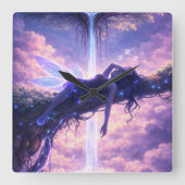 Dreamy Fairy Sky Waterfall Wall Clock Decor スクエア壁時計 (正面)