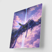 Dreamy Fairy Sky Waterfall Wall Clock Decor スクエア壁時計 (傾斜)