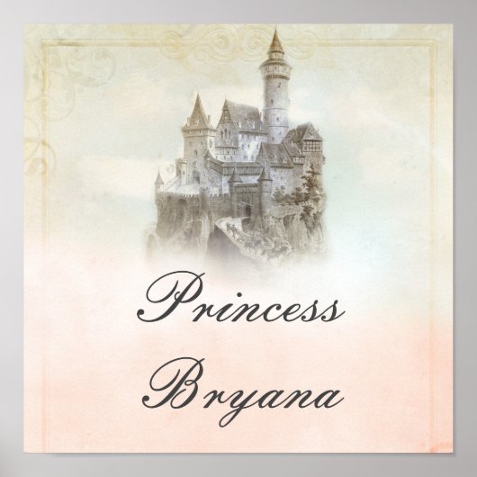 Dreamy Fairy tale Storybook Castle Party Banner ポスター (正面)
