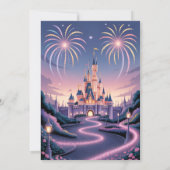 Dreamy Fairytale Castle Baby Girl Birthday 招待状 (裏面)