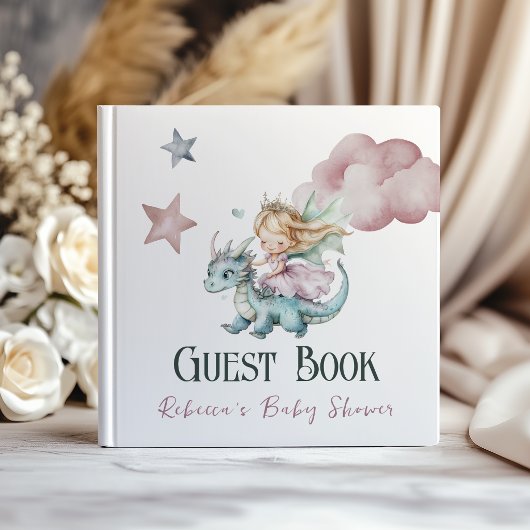 Dreamy Fairytale Dragon Pink Princess Baby Shower  ゲストブック