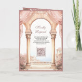 Dreamy Fairytale Palace Dusty Rose QR Code Wedding 招待状 (裏面)