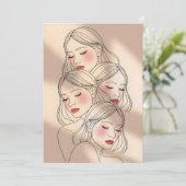 Dreamy Female Faces Print, Closed Eyes, Calming 招待状 (スタンド正面)