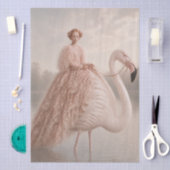 Dreamy Flamingo Princess Art Print | Surreal Blush 薄葉紙 (クラフト)