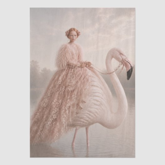 Dreamy Flamingo Princess Art Print | Surreal Blush 薄葉紙 (正面)