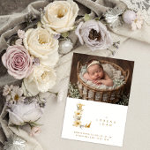 Dreamy Floral E Initial Gold Glitter Newborn 案内状