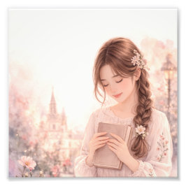 Dreamy Floral Girl Aesthetic Photo Print – フォトプリント
