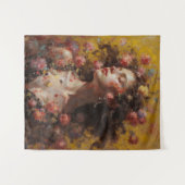 Dreamy Floral Goddess – Romantic Tapestry Wall Art タペストリー (正面(横))