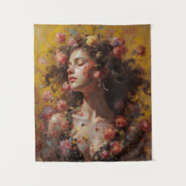 Dreamy Floral Goddess – Romantic Tapestry Wall Art タペストリー