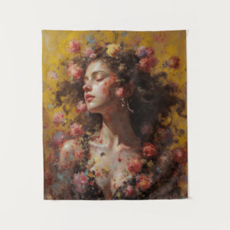 Dreamy Floral Goddess – Romantic Tapestry Wall Art タペストリー