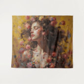 Dreamy Floral Goddess – Romantic Tapestry Wall Art タペストリー (正面(横))