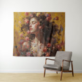 Dreamy Floral Goddess – Romantic Tapestry Wall Art タペストリー (インサイチュ(横))