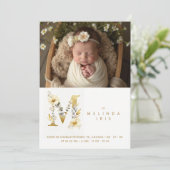 Dreamy Floral M Initial Gold Glitter Newborn 案内状 (スタンド正面)