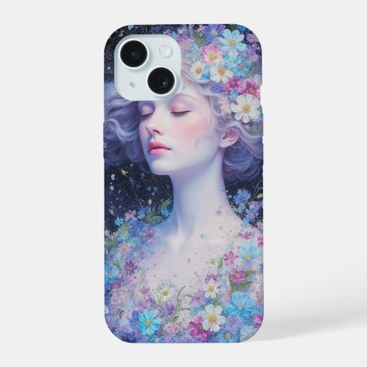 Dreamy Floral Portrait iPhone Case 15ケース (裏面)