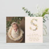 Dreamy Floral S Initial Gold Glitter Newborn 案内状 (スタンド正面)