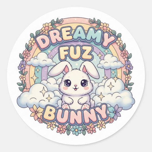 Dreamy Fuz Bunny - 夢カワふわふわウサギ 🐰✨ ラウンドシール (正面)