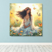Dreamy Garden Girl Canvas Print – Romantic Nature キャンバスプリント (インサイチュ (ウッドフロア))