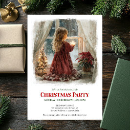 Dreamy girl awaits Santa printable holiday invite 招待状
