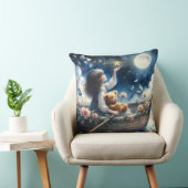 Dreamy Girl Rowing Boat Moonlit Fantasy Scene クッション (椅子)