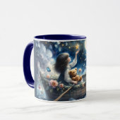 Dreamy Girl Rowing Boat Moonlit Fantasy Scene マグカップ (正面左)
