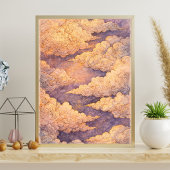 Dreamy Golden Clouds Sky Art, Ethereal Sunset ポスター