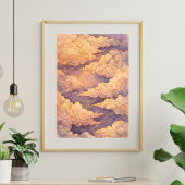 Dreamy Golden Clouds Sky Art, Ethereal Sunset ポスター