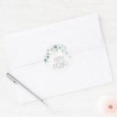 Dreamy Greenery結婚の緑/青V2 ID817 ラウンドシール (封筒)