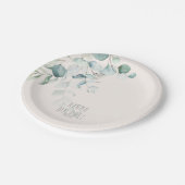 Dreamy Greenery結婚のV2グリーン/ブルーID817 ペーパープレート (アングル)