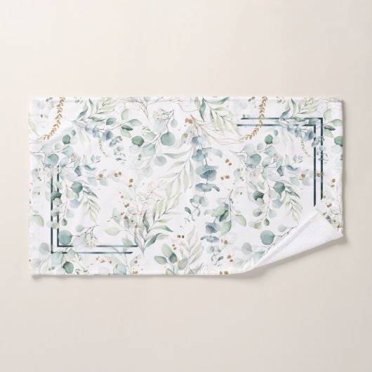 Dreamy Greenery Pattern Green/Blue ID817 バスタオルセット (ハンドタオル)